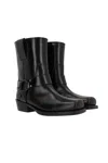 Valentino Black Leather Biker Rockstud Ankle Boots In Multi