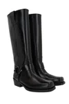 Valentino Garavani Black Leather Biker Rockstud Boots