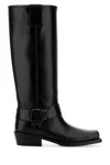 Valentino Garavani Black Leather Biker Rockstud Boots In Black