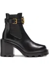 Valentino Garavani Vlogo Signature Calfskin Beatle 90mm Woman Black 42 In Black