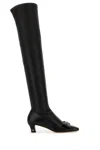 Valentino Over-the-knee Stiletto Bow Detail Boots In Black