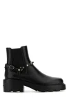 Valentino Rockstud Grainy Leather Boot In Black