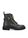 Valentino Black Calfskin Lace-up Boots In Blue