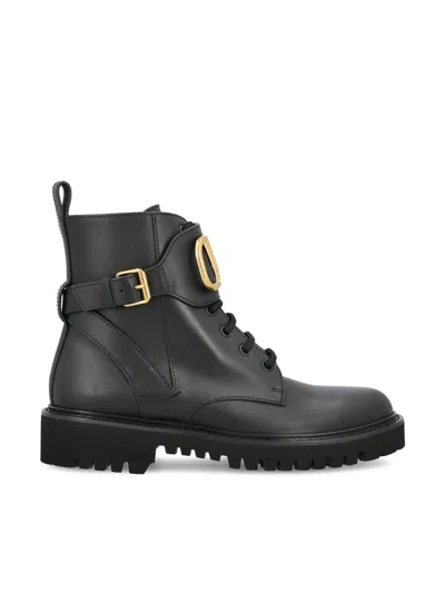 Valentino Garavani Black Calfskin Lace-up Boots