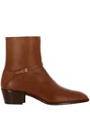 Valentino Pat Ankle Boot In Kidskin In Brown