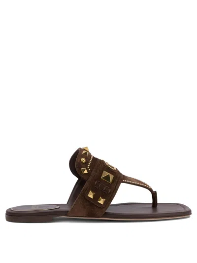 Valentino Garavani Plaster Caster Thong Sandals In Brown