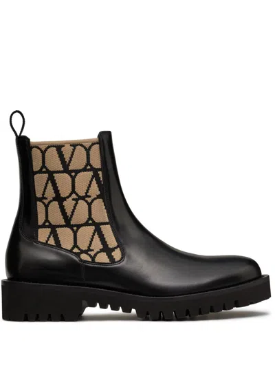 Valentino Garavani Boots In Naturale/nero/nero