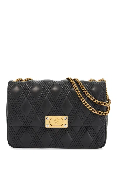 Valentino Garavani Borsa A Spalla Trapuntata Nera Con Catena Dorata Women In Black