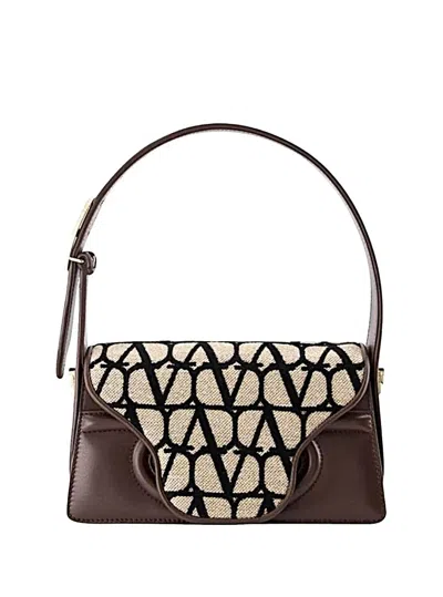 Valentino Garavani Toile Iconographe And Leather Le Grand Deuxieme Shoulder Bag In Beige,multi