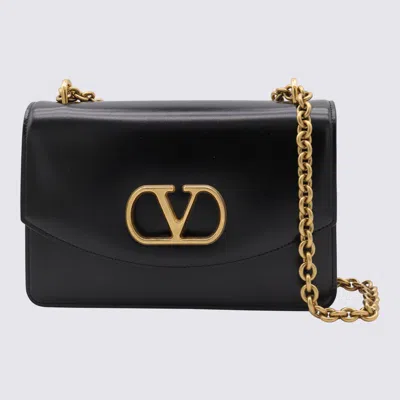 VALENTINO GARAVANI VALENTINO GARAVANI BLACK LEATHER VAIN SHOULDER BAG 