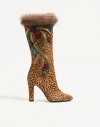 Valentino Garavani Bottes Hotty En Cuir De Veau Effet Pony Avec Broderies Florales Et Fourrure, 100 In Multi