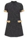 Valentino Garavani Embroidered Damier Light Tweed Short Dress