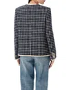 Valentino Boucle Wool Blend Jacket With Contrast Trim In Blue