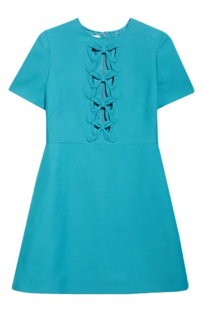 Valentino Garavani Bow Cutout Crepe Couture Minidress In Blue