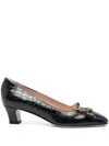 Valentino Garavani Bow Detail Black Crocodile-embossed Leather Heels