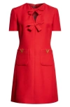 Valentino Fitted Red Dress With Decorative Bows In Red