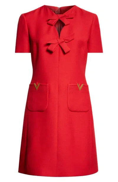 VALENTINO VALENTINO GARAVANI BOW DETAIL CREPE COUTURE MINIDRESS