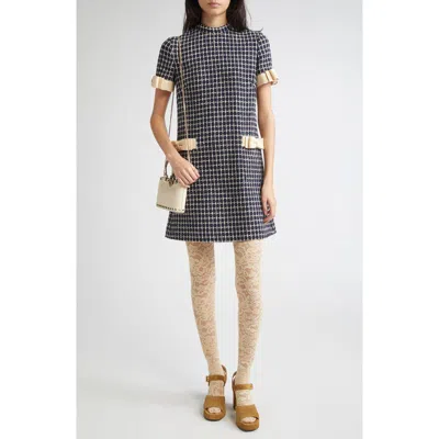 Valentino Garavani Bow Detail Wool & Silk Bouclé Dress