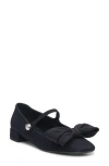 Valentino Satin Bow Mary Jane Ballerina Flats In Nero