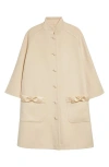 Valentino Garavani Bow Trim Wool & Cashmere Coat In Neutral