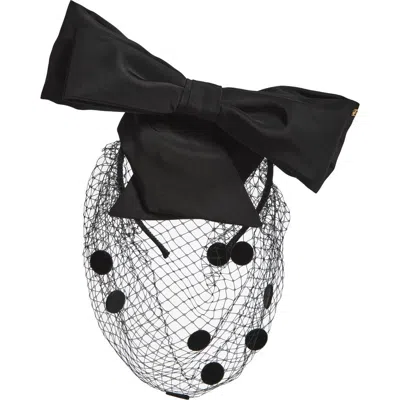 Valentino Garavani Vlogo Signature Veil Headband In Black