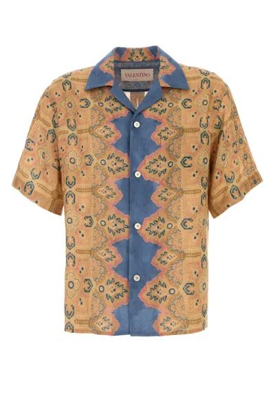 Valentino Garavani Printed Linen Shirt In Neutral