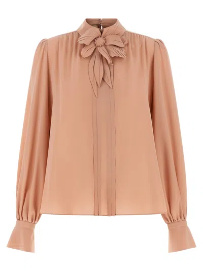 Valentino Garavani Bow-neck Silk Blouse In Pink