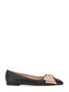 Valentino Round Toe Ballerina Shoes With Bow Detail In Black