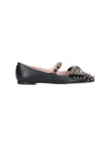 Valentino Garavani Leather Ballerinas With Stud Detailing In Black