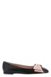 Valentino Round Toe Ballerina Shoes With Bow Detail In Black