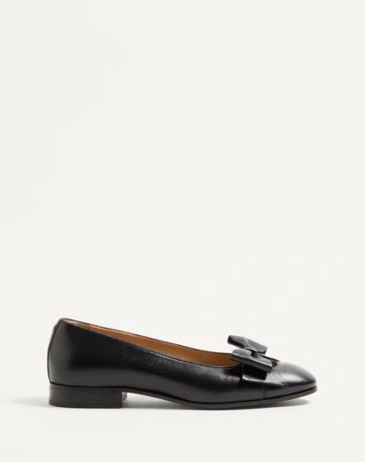 Valentino Garavani Leather Bowow Pumps In Noir