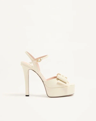 Valentino Garavani Bowow Kidskin Platform Sandal With Bow Detail 130mm Woman Ivory 41.5 In White