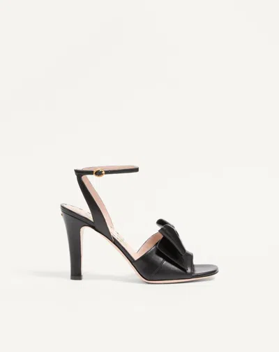 Valentino Garavani Sandal |  Bowow | T. 95 | Capretto/antique Brass Logo Sandals Black