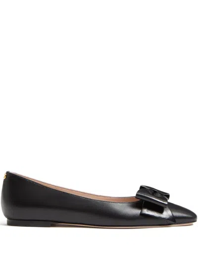 Valentino Garavani Bowow Leather Ballets In Black