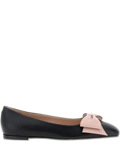 Valentino Garavani Bowow Leather Ballets In Black