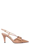 Valentino Bowow 85 Leather Slingback Pumps In Neutral