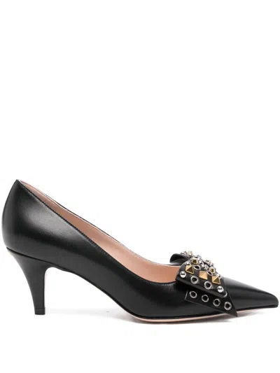 Valentino Garavani Bowow Leather Pumps In Black