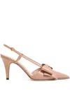 Valentino Garavani Bowow Slingback Pumps In Kidskin 85mm Woman Rose Cannelle 42 In Pink