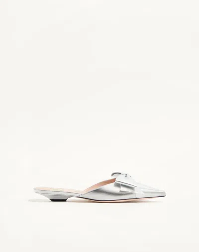 Valentino Garavani Bowow Mule In Laminated Nappa 20mm Woman Silver 38