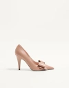 Valentino Garavani Bowow Pump In Kidskin 100mm Woman Rose Cannelle 41 In Animal Print