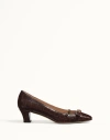 Valentino Brown Crocodile Effect Calfskin Pumps With Bow And Medium Heel In Brown