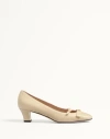 Valentino Garavani Bowow Pump In Printed Calfskin 45mm Woman Butter 42 In Ivory