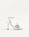 Valentino Garavani Bowow Sandal In Laminated Nappa 95mm Woman Silver 40 In Silver