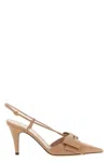 Valentino Leather Bow Detail Pointed Toe Pumps In Pink