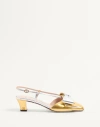 VALENTINO GARAVANI VALENTINO GARAVANI BOWOW SLINGBACK PUMPS IN LAMINATED NAPPA 45MM WOMAN GOLD/SILVER 42