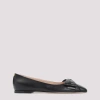 Valentino Women Black Leather Ballet Flats, 7.5 Luxury Ballet Flats For Women Darveys In Black