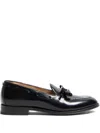 Valentino Bowshire Loafers In Black Glossy Calfskin In Black