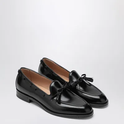 Valentino Garavani Bowshire Loafers In Black Glossy Calfskin Men