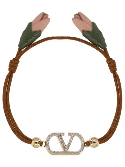 Valentino Garavani Vlogo Bracelet In Brown
