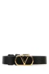 Valentino Black Leather Vlogo Bracelet In Black